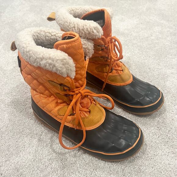 Kamik Thinsulate Insulated Snow Boot Bright Orange Quilted Rubber Soles Womens 8 - Picture 1 of 7